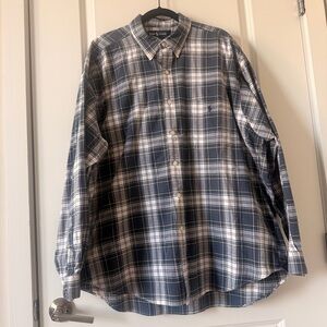 Ralph lauren  100% Men's Blue Plaid Button-Down Shirt XL